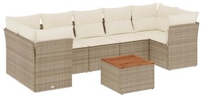 Set divano da giardino 8 pz con cuscini beige in polyrattan