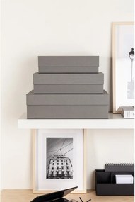 Scatole in set con coperchio grigie in cartone 3 pz 42,5x29,5x13 cm Kian Paper Laminate – Bigso