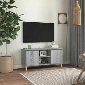 Mobile Tv Gambe İn Legno Massello Grigio Sonoma 103,5x35x50 Cm /