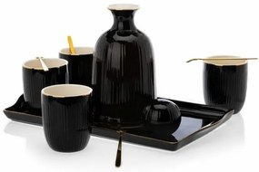 Set di tazzine in ceramica con caraffa e vassoio KENDI nero