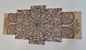 Quadri 5 pezzi – Mandala con motivo naturale astratto