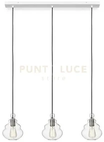 Adone  lampadario a sospensione rettangolare 3 vetri trasparenti mo...