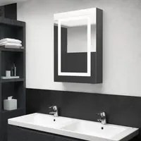 Armadietto Bagno con Specchio e LED Grigio 50x13x70 cm 326490