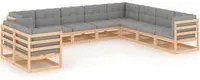 Set Divani da Giardino 10 pz con Cuscini Legno Massello di Pino cod mxl 52352