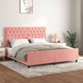 Giroletto Con Testiera Rosa 160x200 Cm İn Velluto /