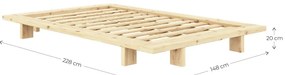 Letto singolo di colore naturale in pino massiccio con rete inclusa 120x200 cm Japan – Karup Design