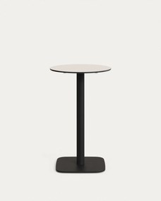 Kave Home - Tavolo rotondo per esterno Dina bianco con gamba di metallo rifinita in nero Ã˜60x96 cm