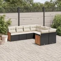 Set Divani da Giardino con Cuscini 8 pz Nero in Polyrattan 3228233