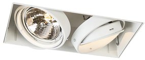 Faretto da incasso bianco orientabile e girevole G53 AR111 senza bordi 2-luci - Oneon
