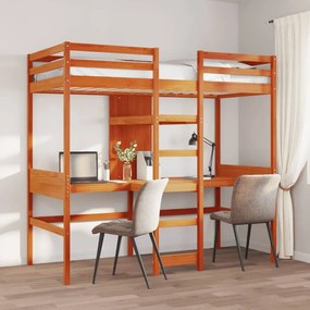 Giroletto Soppalco Senza Materasso Marrone Cera 90x190cm Pino /