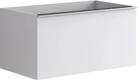 Cassettiera Pixel con 2 cassetti  frontale plain laccato opaco bianco e maniglia alluminio brillante L80 x H40 x P45,5 cm