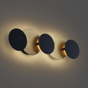 Lampada da parete moderna nera con oro incl. LED dimmerabile a 3 livelli 5 luci - Sunrise 3