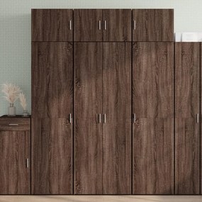 Credenza rovere marrone 70x42,5x185 cm in legno multistrato