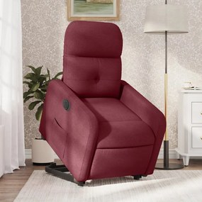 Poltrona Alzapersona Reclinabile Elettrica Rosso Vino Tessuto /