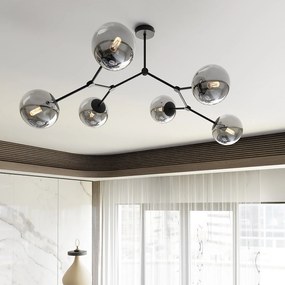 Plafoniera Minimal Iperione Acciaio Nero Grigio 6 Luci E14 Ip20