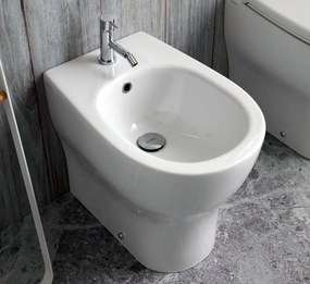 Ceramica Globo Grace Bidet A Terra Filoparete Monoforo 52x36 Cm H 43 Bianco Lucido