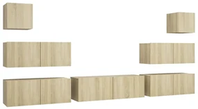 Set di mobili porta tv 7 pz rovere sonoma in legno multistrato