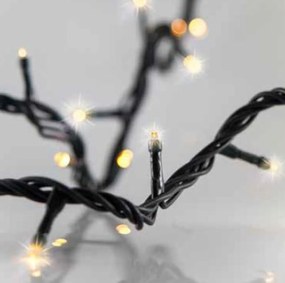 Catenaria Natalizia LED 33m MONOFLASH Cavo VERDE IP44 Colore Bianco Caldo 2600 °K