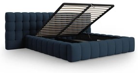 Letto matrimoniale imbottito blu scuro con spazio contenitivo e rete 180x200 cm Mamaia - Micadoni Home