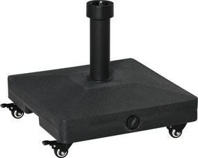 Base per Ombrellone da Giardino 45x45x39 cm Palo 38-48 mm con Ruote in HDPE Nero...