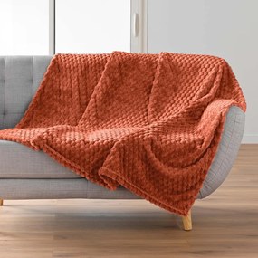 Coperta color terracotta in microflanella 125x150 cm Mini Frosty – douceur d'intérieur