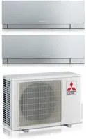 Climatizzatore Condizionatore Mitsubishi Electric Dual Split Inverter serie KIRIGAMINE ZEN SILVER MSZ-EF 9+15 con MXZ-2F53VF R-32 Wi-Fi Integrato Colore Argento 9000+15000