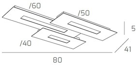 Plafoniera Moderna Rett. 3 Moduli Wally Metallo Bianco E Sabbia 3 Luci 2G11 80Cm