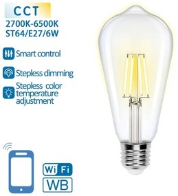 Lampadina LED dimmerabile FILAMENT ST64 E27/6W/230V 2700-6500K Wi-Fi - Aigostar
