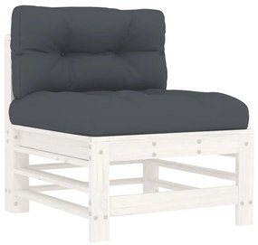 Set divani da giardino 7pz con cuscini in legno massello bianco