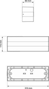 Applique 2xE27 a Luce Diffusa IP65 con fascia Bianca - Serie Glow