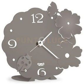 Bomboniera orologio coccinella fango in ferro 15x15cmh