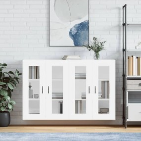 Armadietti A Parete 2 Pz Bianchi İn Legno Multistrato /