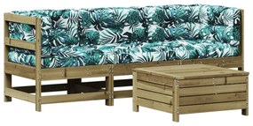 Set divani da giardino 4pz con cuscini legno impregnato di pino