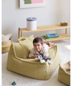 Pouf a sacco per bambini verde con rivestimento in bouclé Chair – Wigiwama
