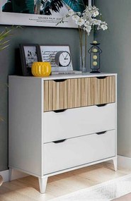 Cassettiera 3 Cassetti Ethna 70,5x40x76h Bianco Artik e Natural