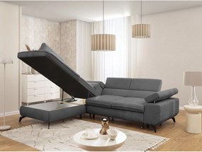 Divano angolare grigio (con penisola a sinistra/a L) con rivestimento in ciniglia Marbeya – Ropez