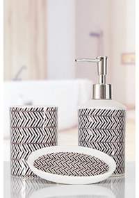 Set di accessori da bagno in poliresina bianca e nera Lidya - Mioli Decor