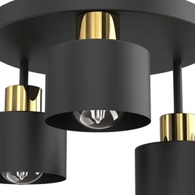 Plafoniera PARKLA 3xE27/15W/230V nero/oro