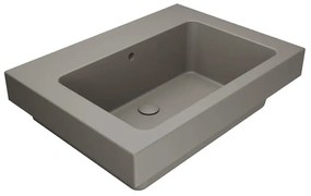Lavabo a incasso e d'appoggio rettangolare vasca centrale Alaqua L 70 x H 25 x P 21 cm in ceramica beige opaco