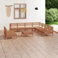 Set Salotto da Giardino 10 pz in Legno Massello di Pino Miele 3083132