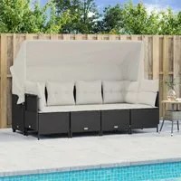 Set Divani da Giardino 5 pz con Cuscini in Polyrattan Nero 3261527