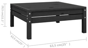 Set Salotto da Giardino 8 pz in Legno Massello di Pino Nero