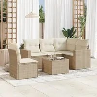 Set Divano da Giardino 6 pz con Cuscini Beige in Polyrattan 3218968