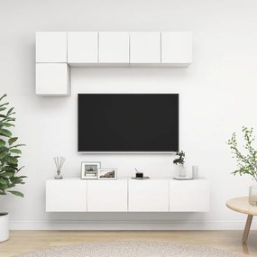 Set Di Mobili Porta Tv 5 Pz Bianco İn Legno Multistrato /
