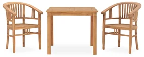 Set da pranzo da giardino 3 pz in legno massello di teak