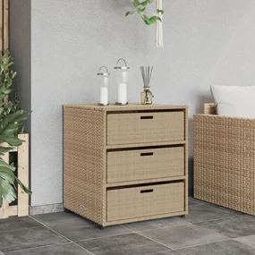 Armadietto portaoggetti da giardino beige 55x59x69cm polyrattan