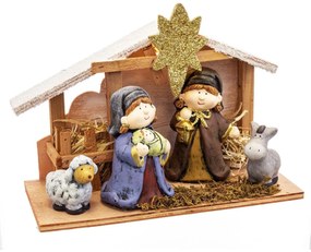 Decorazione Natalizia Multicolore Legno Ceramica Natività/Presepe 27,5 x 12 x 20 cm (4 Pezzi)