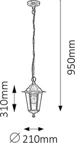 Rabalux 8238 - Lampadario da esterno VELENCE 1xE27/60W/230V