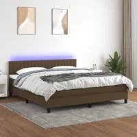 Letto a Molle Materasso e LED Marrone Scuro 160x200 cm Tessuto cod mxl 41219