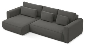 Divano angolare grigio scuro allungabile/con contenitore (con penisola a sinistra/con chaise lounge) con rivestimento in velluto Kapua – Makamii